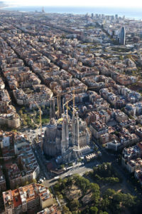 Arial View of Sagrada Familia in Barcelona