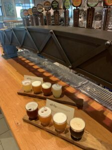 Sierra Nevada Brewing Mills River Taproom Inside with a Flight in Ashville, NC