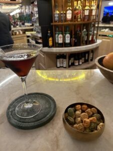 Enjoying a Cocktail at the Bar Inside Madrid Marriott Hotel Princesa Plaza