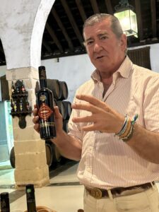 José Romero, commercial director at Bodgas Leon Domecq, with Oloroso.