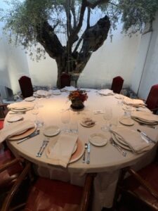 Table Setup with Olvie Tree View at Bodgas Osborne in El Puerto de Santa Maria Spain
