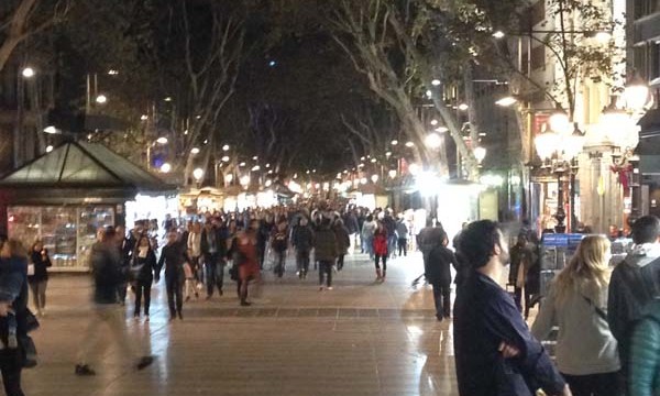 La Rambla in Barcelona at Night (November 2017)