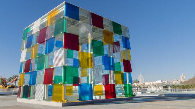 Centre Pompidou Málaga, an iconic building also known as “El Cubo” (“the Cube”), located on the harbor. Courtesy image Centre Pompidou Málaga - El Cubo