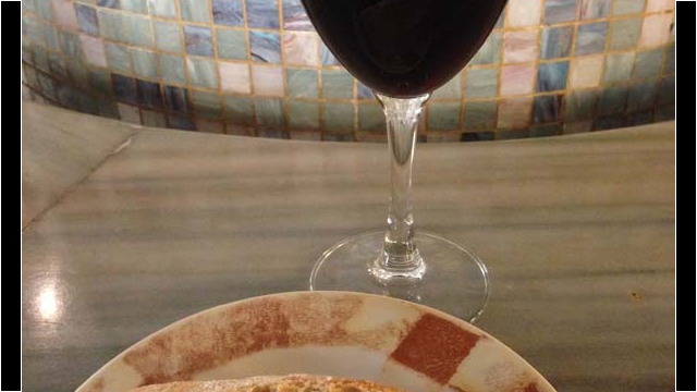 (c) Rob Hard Classic Ham Sandwich and Wine at Caravinagre in Hotel Maissonave in Pamplona