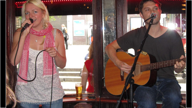 Tanya Whiskey Princes performing. The locals have to be among the most hospitable I've met on the road. (c) 2011 Rob Hard Dublin Quays in Temple Bar