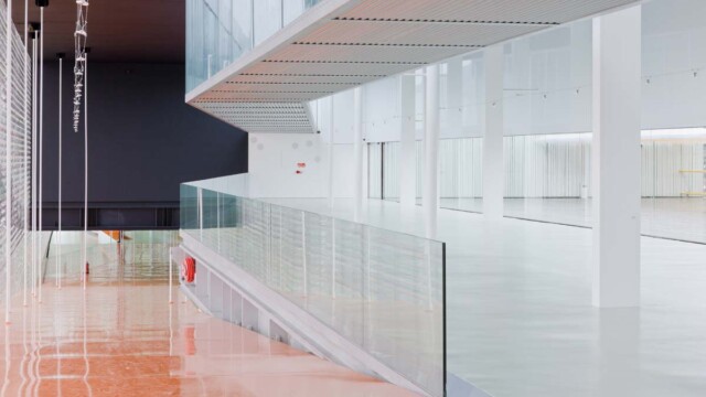 El Batel is a modern convention center located on the sea in Cartagena, Spain. Courtesy image El Batel Hallway