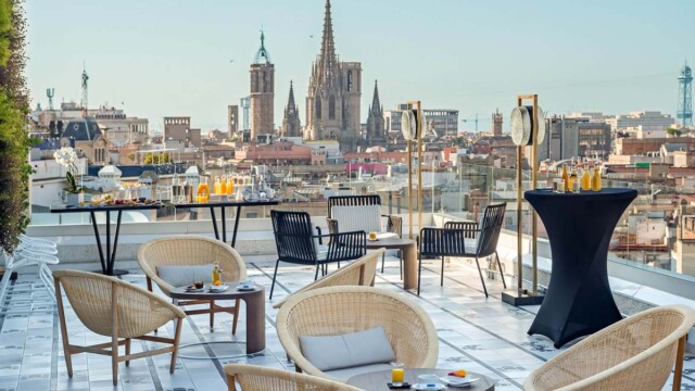 Courtesy image H10 Cubik Barcelona Coffee Break Rooftop Setup