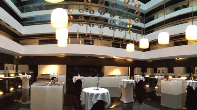 (c) Rob Hard Hilton Madrid Airport Atrium Lobby Setup Panoramic