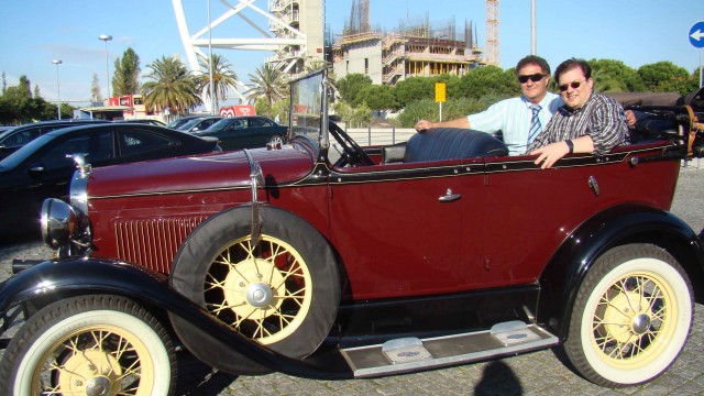 Enjoying a private ride with one of my hosts in Lisbon. (c) Rob Hard Genésio Laranjo Antique Cars