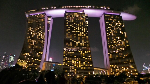 The spectacular Marina Bay Sands hotel is part of a huge complex which has changed the face of Singapore. © 2014 Phensri Rutledge Marina Bay Sands Hotel in Singapore