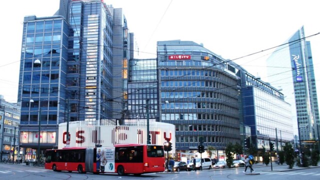 © Phensri Rutledge Oslo Public Bus in the Middle of the CIty Center