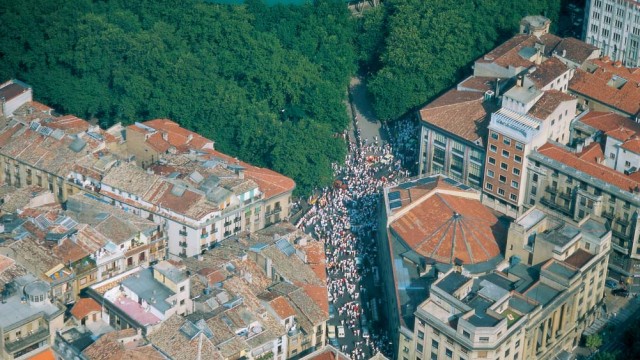 Pamplona and the Bullring during San Fermines