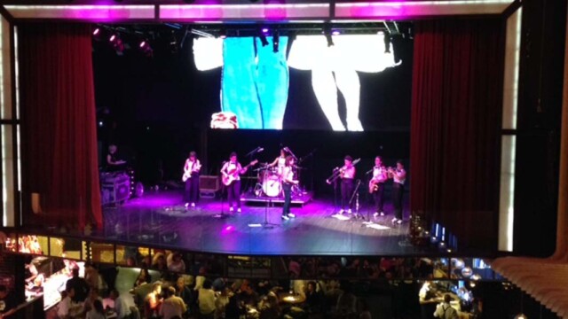 At one time it was a stage for movie screenings. Now it's stage with live music most nights of the week -- always check the schedule before going. (c) Rob Hard Platea Madrid Stage