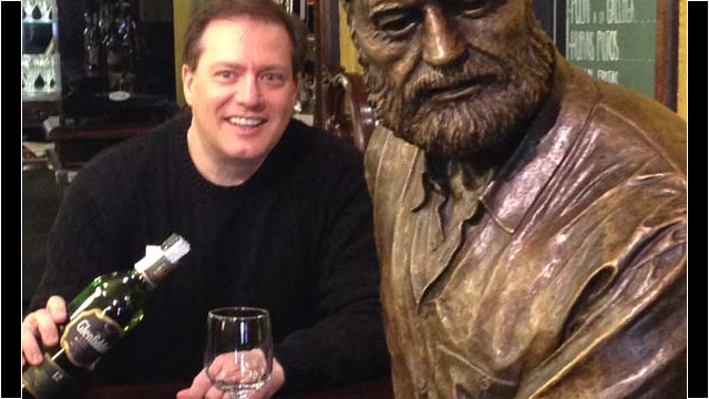 (c) Rob hard Rob with Ernest Hemingway at Cafe Iruna in Pamplona