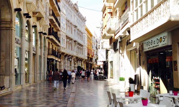 Shopping and Cafes in Historic Cartagena Spain