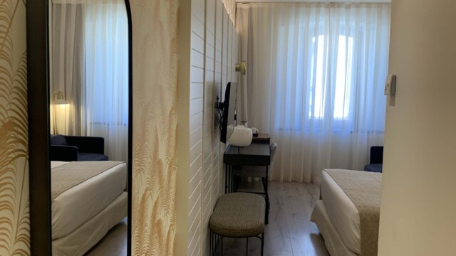 Hotel Molina Lario in Malaga Spain Guest Room.
© 2023 Rob Hard Hotel Molina Lario guest room hall in Malaga, Spain