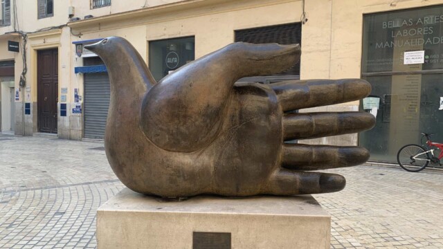 Malaga Spain - A Bird in the Hand Sculpture
