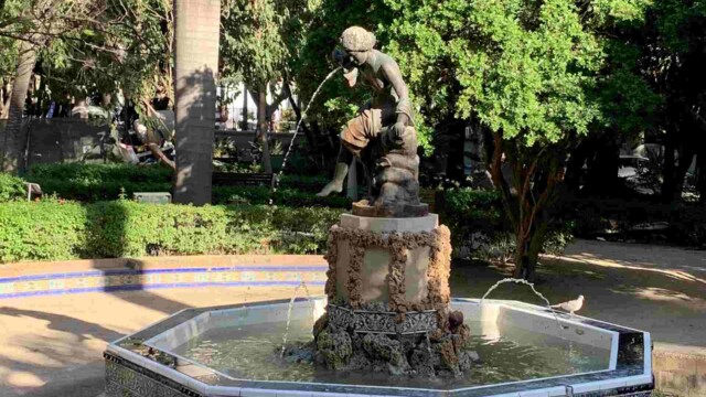 Malaga Spain - Water Fountain Inside Malaga Park