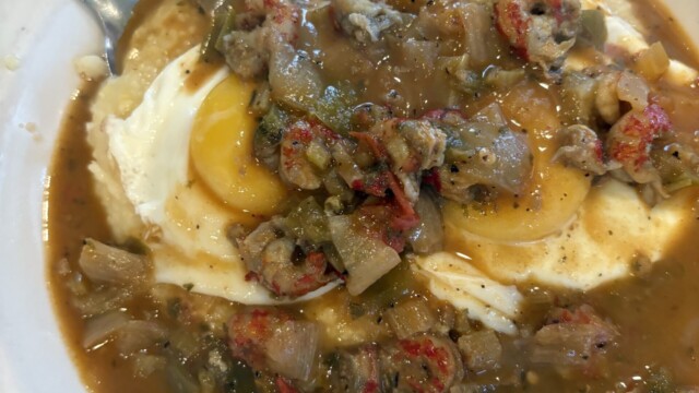 Cajun Breakfast at Tote De Suite in Algiers Point New Orleans. © Rob Hard 2025 Cajun Breakfast at Tote De Suite in Algiers Point New Orleans