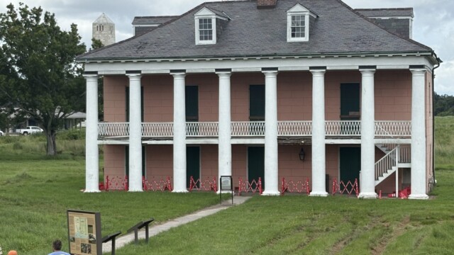 Historic Stop at the Malus-Beauregard House at Chalmette Battlefield During the Paddlewheeler River Cruise in New Orleans. © Rob Hard 2025 Historic Stop at the Malus-Beauregard House at Chalmette Battlefield During the Paddlewheeler River Cruise in New Orleans