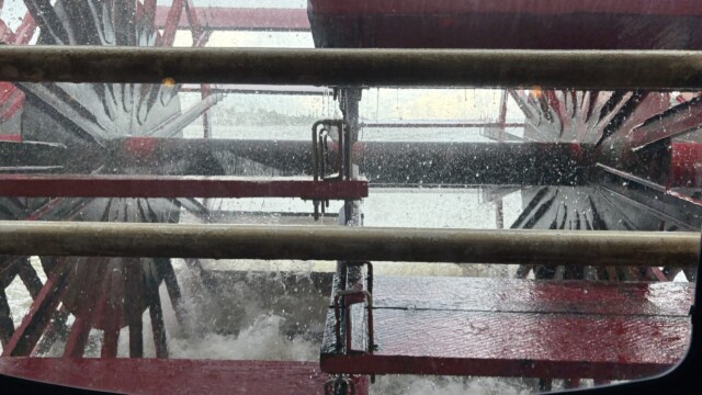 Paddlewheel View on the Paddlewheeler Creole Queen River Cruise along the Mississippi River in New Orleans. © Rob Hard 2025 Paddlewheel View on the Paddlewheeler Creole Queen River Cruise along the Mississippi River in New Orleans